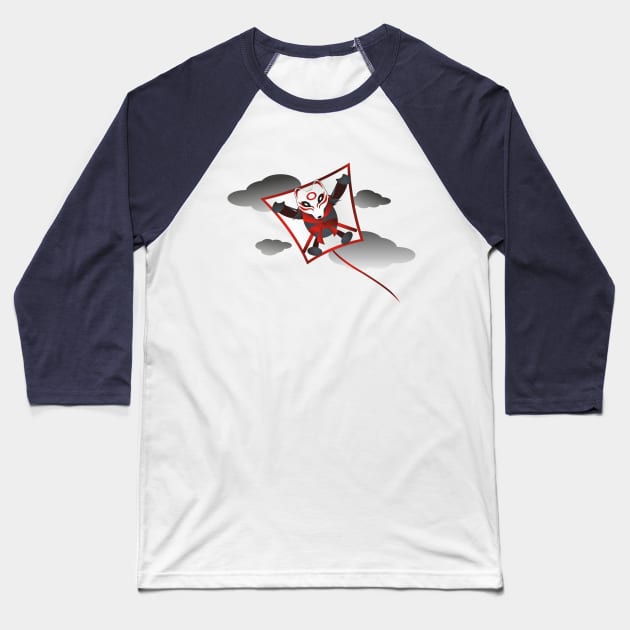 Red Fox Ninja Baseball T-Shirt by crystalkabuki